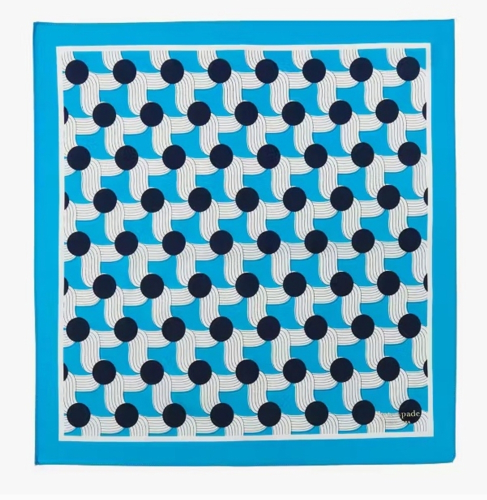 Kate Spade Chic Silk Blend Square Blue and White Scarf